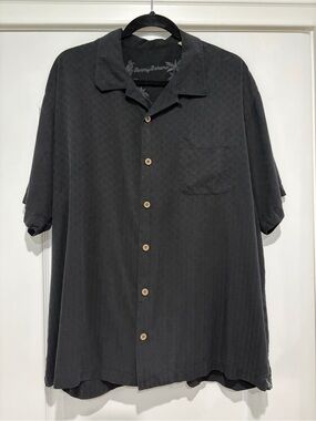 Tommy Bahama Harbor Luxe 100% Silk Camp Shirt Black (XL)